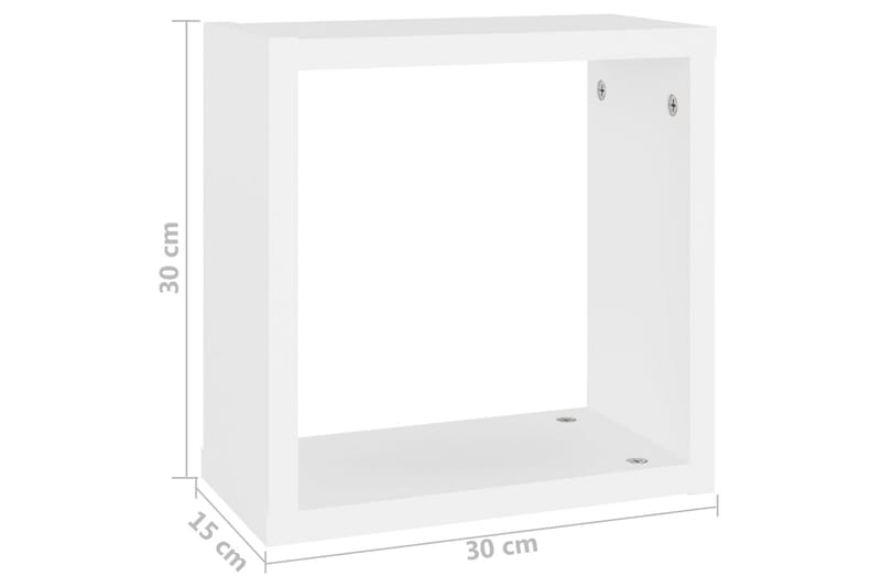 Kuutioseinähyllyt 2 kpl valkoinen 30x15x30 cm - Valkoinen - Talo & remontointi - Keittiö & kylpyhuone - Keittiö & kodinhoitohuone - Keittiön sisustus - Keittiöhylly