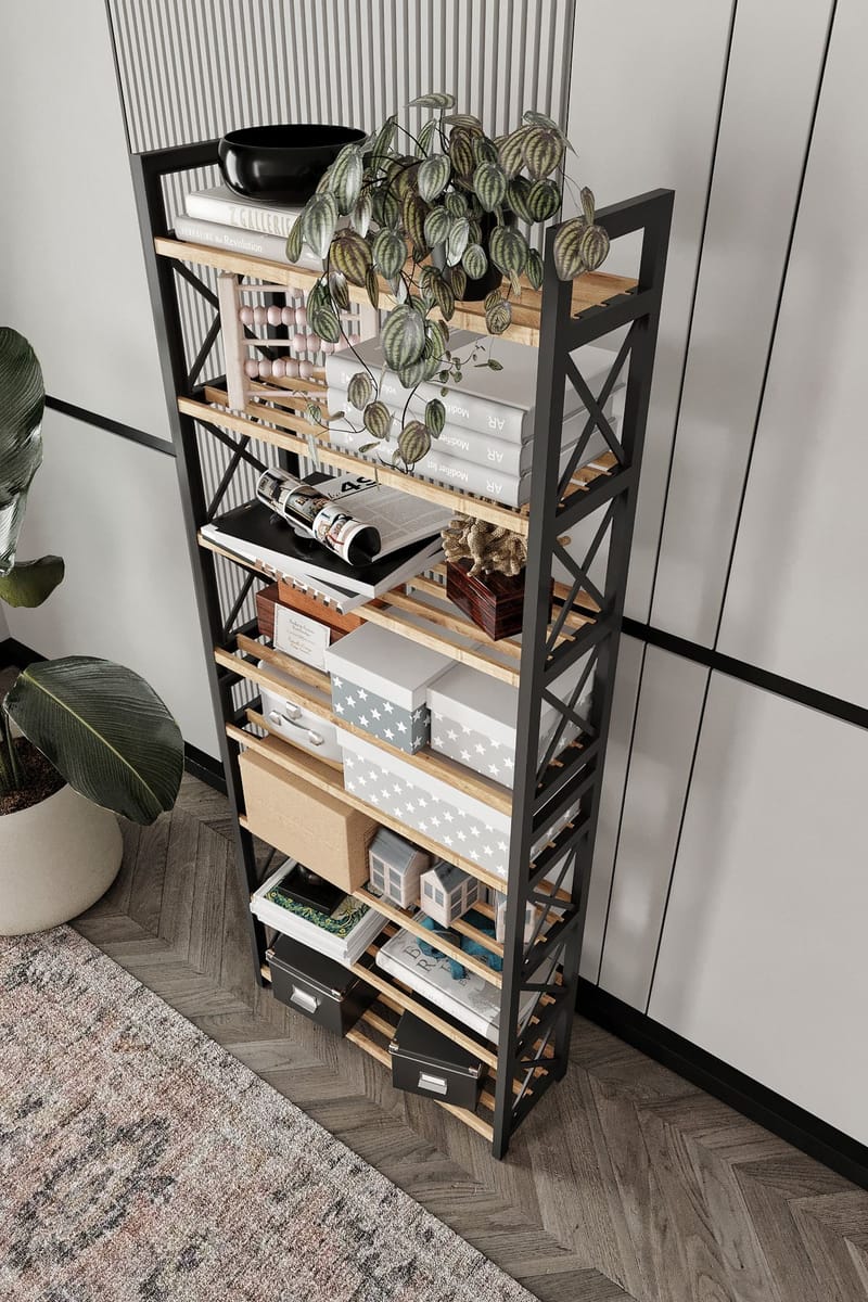 Lekora Monitoimihylly 128 cm - Musta - Talo & remontointi - Keittiö & kylpyhuone - Keittiö & kodinhoitohuone - Keittiön sisustus - Keittiöhylly