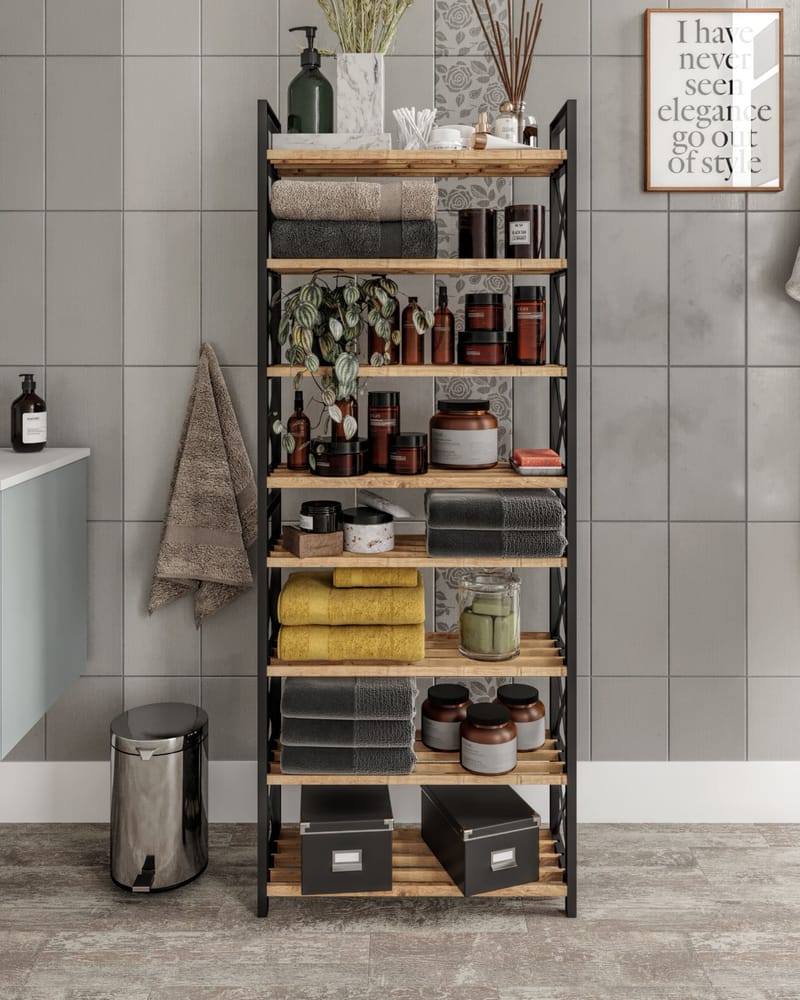 Lekora Monitoimihylly 128 cm - Musta - Talo & remontointi - Keittiö & kylpyhuone - Keittiö & kodinhoitohuone - Keittiön sisustus - Keittiöhylly