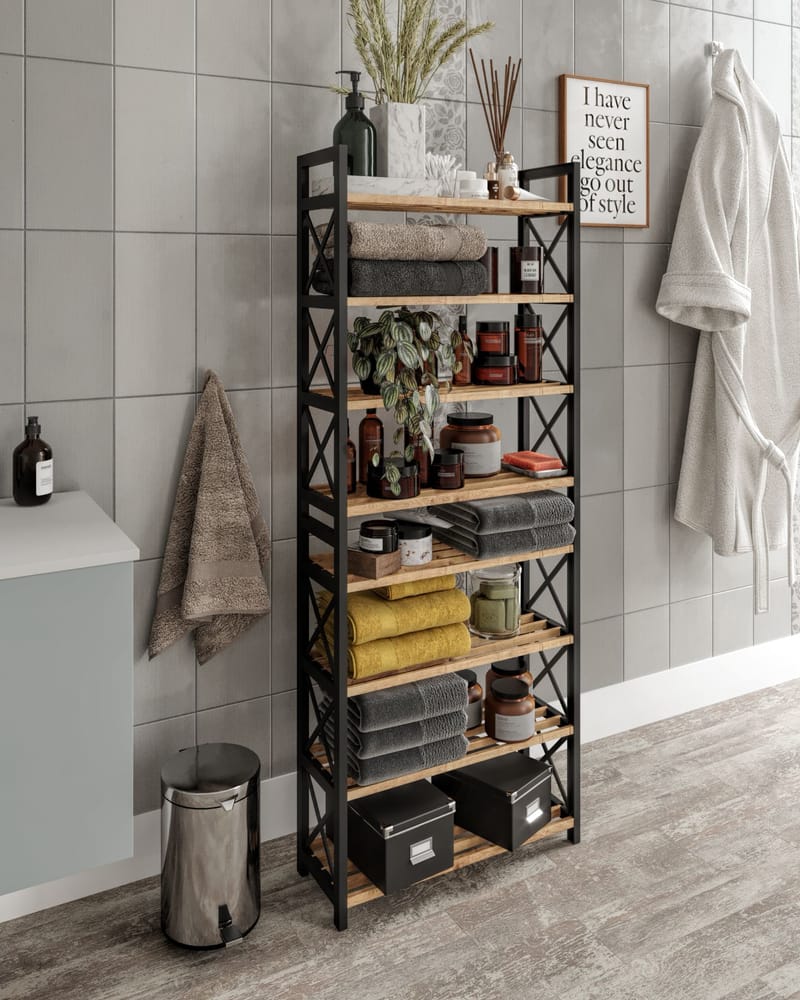 Lekora Monitoimihylly 128 cm - Musta - Talo & remontointi - Keittiö & kylpyhuone - Keittiö & kodinhoitohuone - Keittiön sisustus - Keittiöhylly