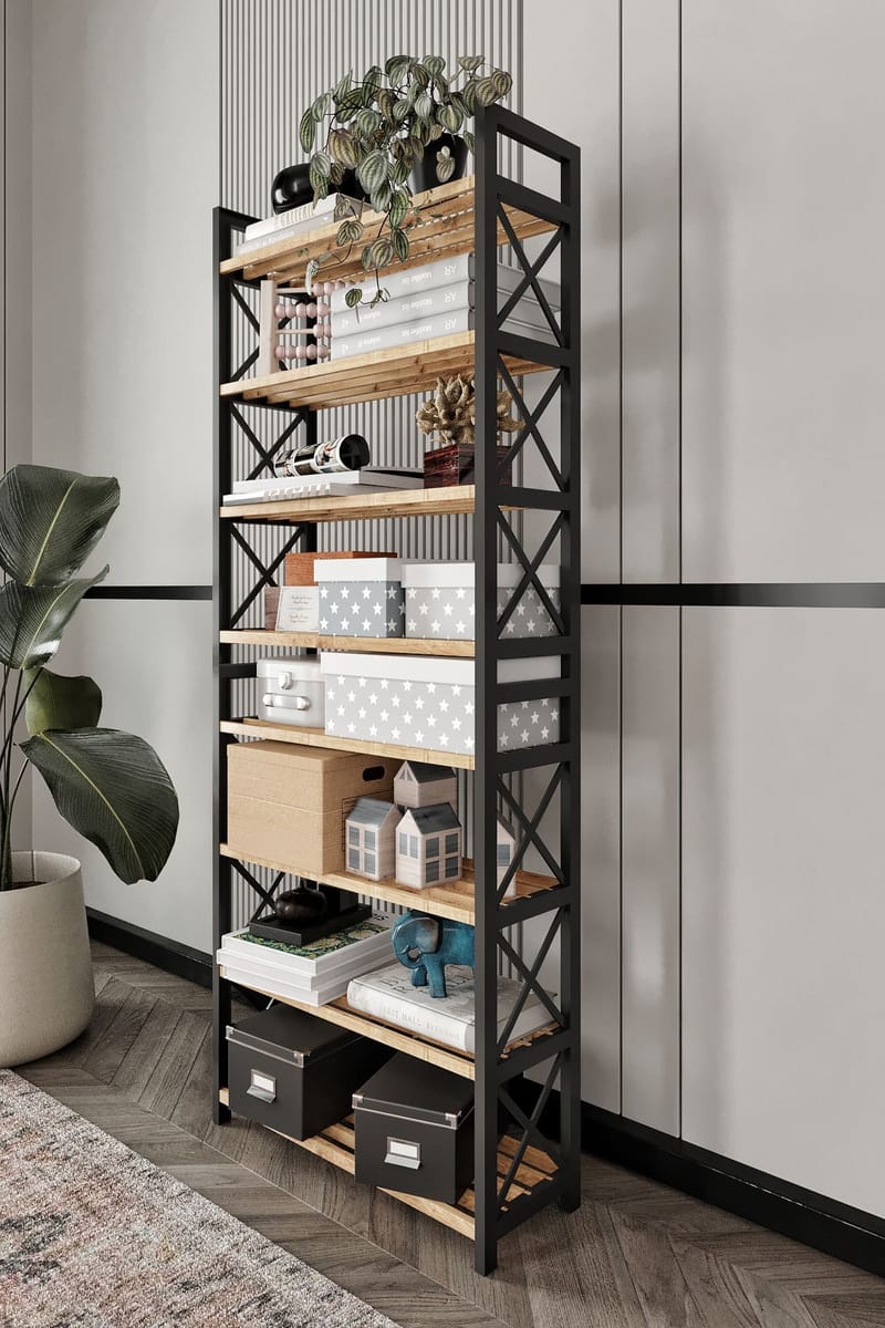 Lekora Monitoimihylly 128 cm - Musta - Talo & remontointi - Keittiö & kylpyhuone - Keittiö & kodinhoitohuone - Keittiön sisustus - Keittiöhylly