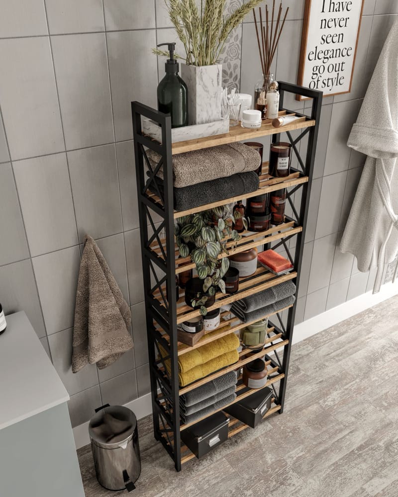 Lekora Monitoimihylly 128 cm - Musta - Talo & remontointi - Keittiö & kylpyhuone - Keittiö & kodinhoitohuone - Keittiön sisustus - Keittiöhylly