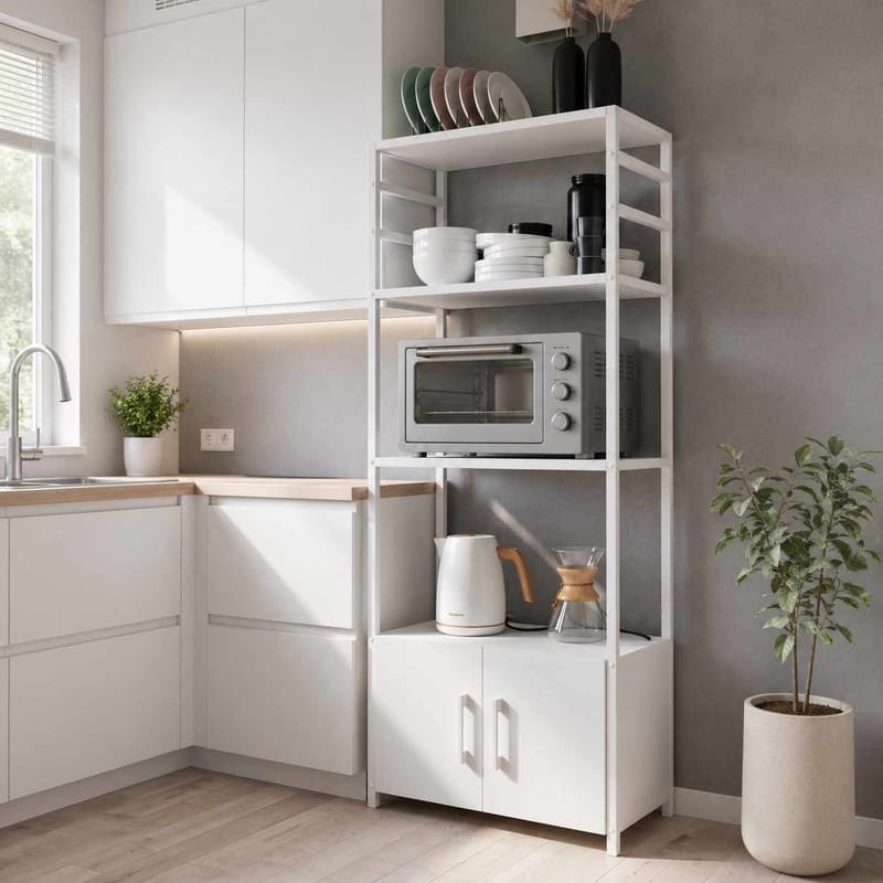 Monikäyttöhylly Hanah Home Modu (56 x 138 x 30 cm) Valkoinen - Valkoinen - Talo & remontointi - Keittiö & kylpyhuone - Keittiö & kodinhoitohuone - Keittiön sisustus - Keittiöhylly