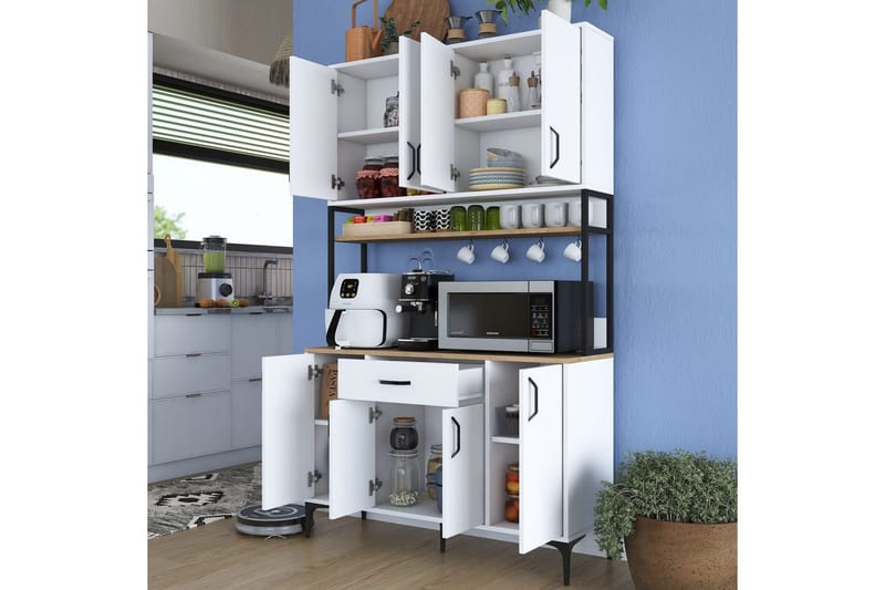 Monikäyttöinen kaappi Cerreta 127 Pähkinä / Valkoinen - Keskisävyinen puu/Valkoinen - Talo & remontointi - Keittiö & kylpyhuone - Keittiö & kodinhoitohuone - Keittiön sisustus - Keittiökaappi