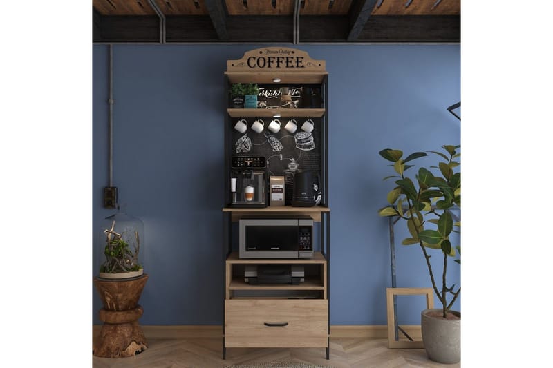 Monikäyttöinen kaappi Cerreta 154 (70 x 206,8 x 40 cm) - Ruskea - Talo & remontointi - Keittiö & kylpyhuone - Keittiö & kodinhoitohuone - Keittiön sisustus - Keittiökaappi