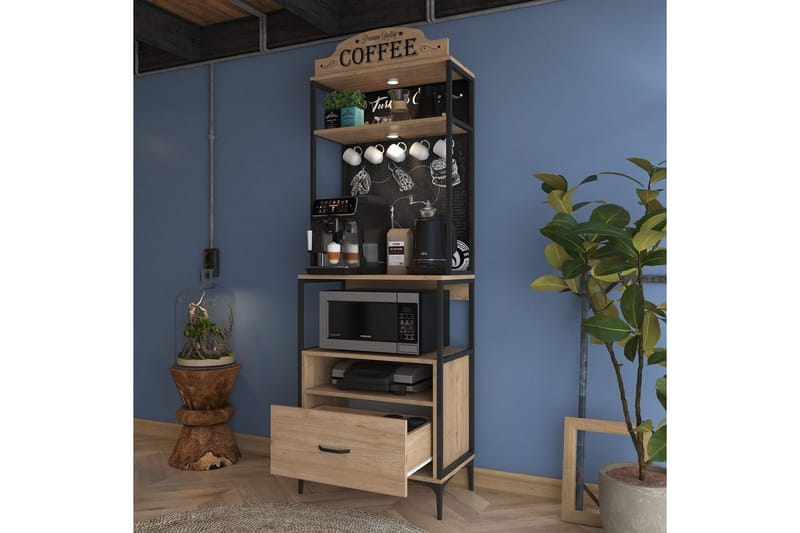 Monikäyttöinen kaappi Cerreta 154 (70 x 206,8 x 40 cm) - Ruskea - Talo & remontointi - Keittiö & kylpyhuone - Keittiö & kodinhoitohuone - Keittiön sisustus - Keittiökaappi