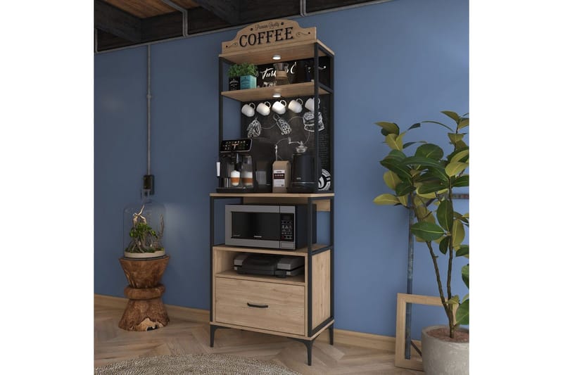 Monikäyttöinen kaappi Cerreta 154 (70 x 206,8 x 40 cm) - Ruskea - Talo & remontointi - Keittiö & kylpyhuone - Keittiö & kodinhoitohuone - Keittiön sisustus - Keittiökaappi