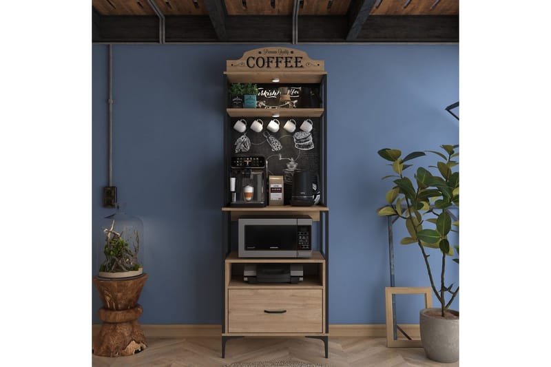 Monikäyttöinen kaappi Cerreta 154 (70 x 206,8 x 40 cm) - Ruskea - Talo & remontointi - Keittiö & kylpyhuone - Keittiö & kodinhoitohuone - Keittiön sisustus - Keittiökaappi