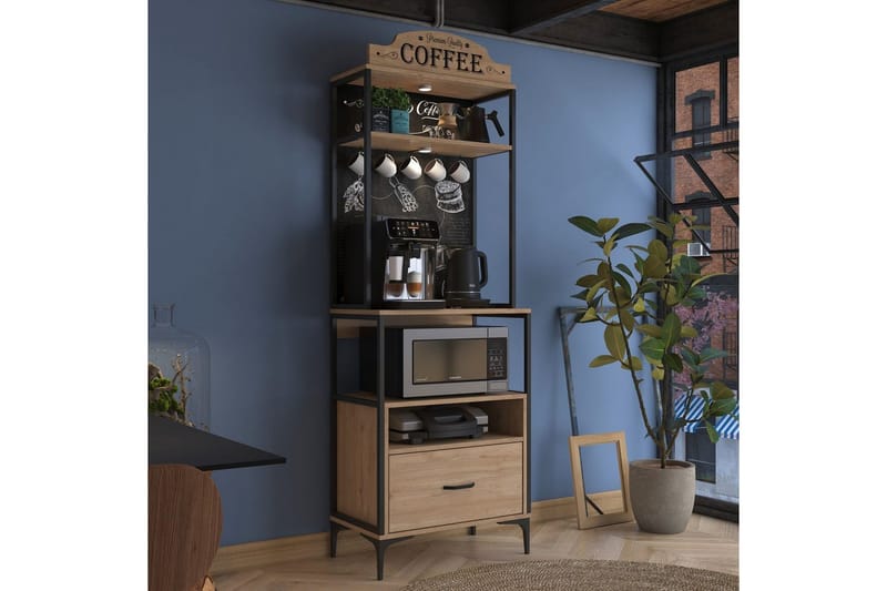 Monikäyttöinen kaappi Cerreta 154 (70 x 206,8 x 40 cm) - Ruskea - Talo & remontointi - Keittiö & kylpyhuone - Keittiö & kodinhoitohuone - Keittiön sisustus - Keittiökaappi