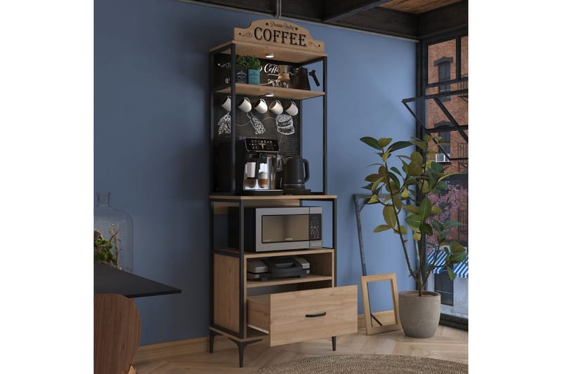 Monikäyttöinen kaappi Cerreta 154 (70 x 206,8 x 40 cm) - Ruskea - Talo & remontointi - Keittiö & kylpyhuone - Keittiö & kodinhoitohuone - Keittiön sisustus - Keittiökaappi