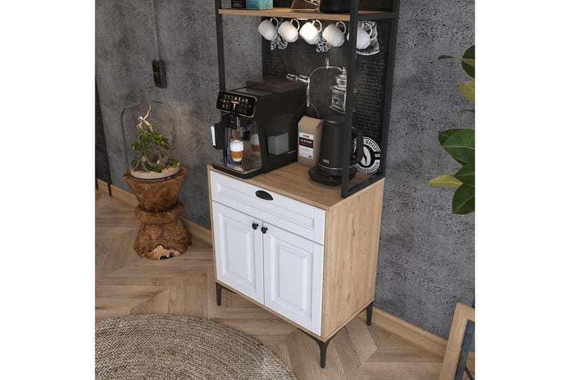 Monikäyttöinen kaappi Cerreta 157 Pähkinä / Valkoinen - Valkoinen/Tummanvärinen puu - Talo & remontointi - Keittiö & kylpyhuone - Keittiö & kodinhoitohuone - Keittiön sisustus - Keittiökaappi