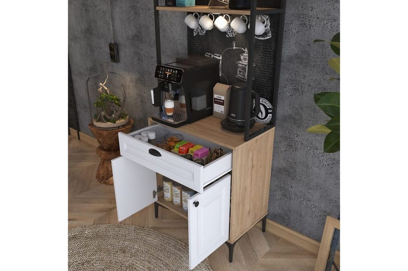 Monikäyttöinen kaappi Cerreta 157 Pähkinä / Valkoinen - Valkoinen/Tummanvärinen puu - Talo & remontointi - Keittiö & kylpyhuone - Keittiö & kodinhoitohuone - Keittiön sisustus - Keittiökaappi