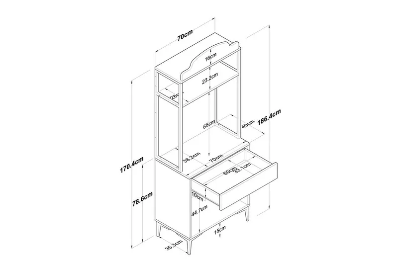 Monikäyttöinen kaappi Cerreta 157 Pähkinä / Valkoinen - Valkoinen/Tummanvärinen puu - Talo & remontointi - Keittiö & kylpyhuone - Keittiö & kodinhoitohuone - Keittiön sisustus - Keittiökaappi