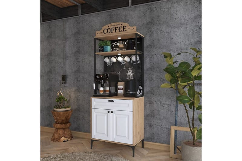 Monikäyttöinen kaappi Cerreta 157 Pähkinä / Valkoinen - Valkoinen/Tummanvärinen puu - Talo & remontointi - Keittiö & kylpyhuone - Keittiö & kodinhoitohuone - Keittiön sisustus - Keittiökaappi