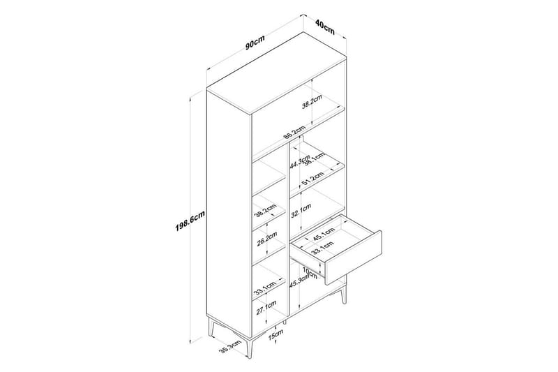 Monikäyttöinen kaappi Cerreta 165 Valkoinen - Valkoinen - Talo & remontointi - Keittiö & kylpyhuone - Keittiö & kodinhoitohuone - Keittiön sisustus - Keittiökaappi