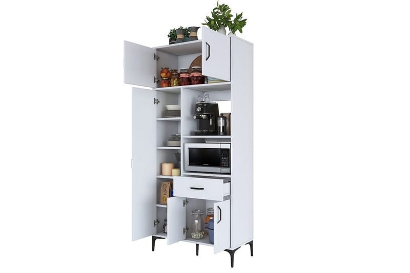 Monikäyttöinen kaappi Cerreta 165 Valkoinen - Valkoinen - Talo & remontointi - Keittiö & kylpyhuone - Keittiö & kodinhoitohuone - Keittiön sisustus - Keittiökaappi