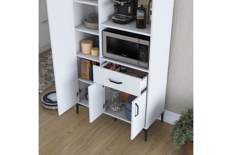 Monikäyttöinen kaappi Cerreta 165 Valkoinen - Valkoinen - Talo & remontointi - Keittiö & kylpyhuone - Keittiö & kodinhoitohuone - Keittiön sisustus - Keittiökaappi