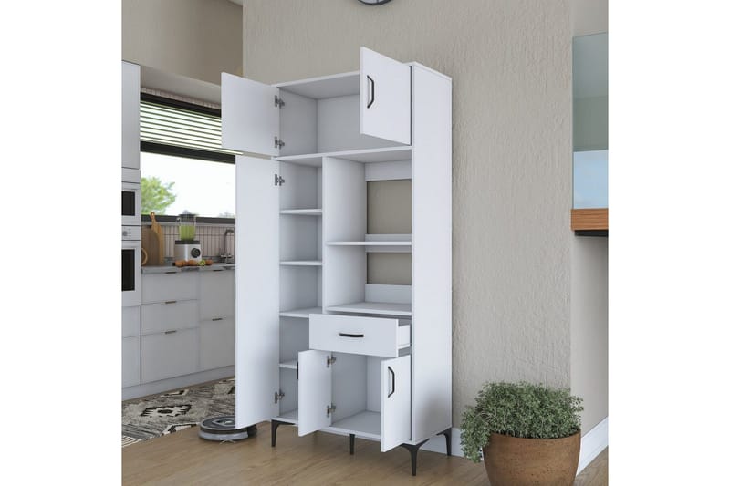 Monikäyttöinen kaappi Cerreta 165 Valkoinen - Valkoinen - Talo & remontointi - Keittiö & kylpyhuone - Keittiö & kodinhoitohuone - Keittiön sisustus - Keittiökaappi