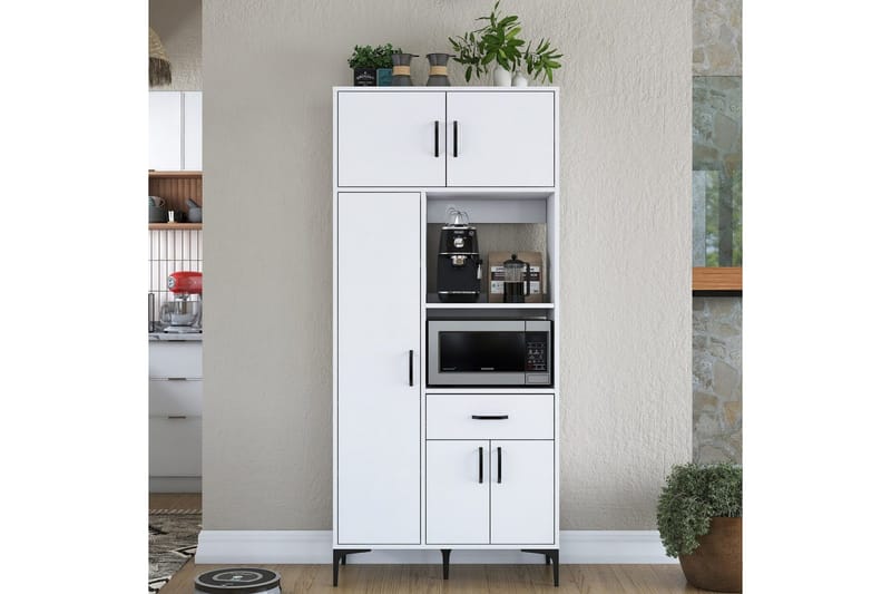 Monikäyttöinen kaappi Cerreta 165 Valkoinen - Valkoinen - Talo & remontointi - Keittiö & kylpyhuone - Keittiö & kodinhoitohuone - Keittiön sisustus - Keittiökaappi