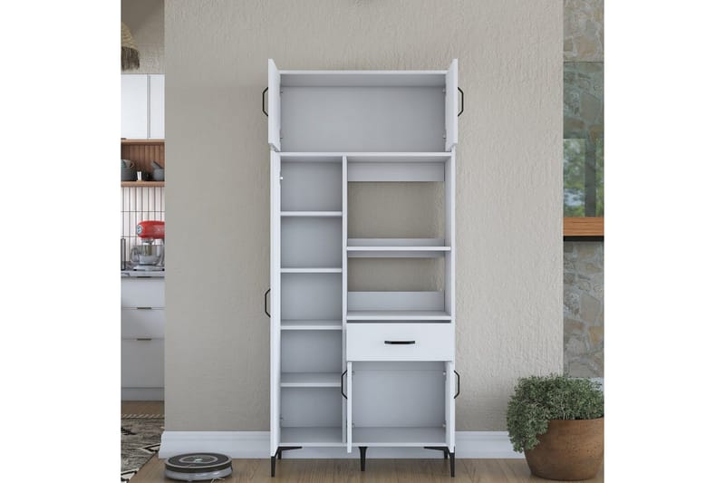 Monikäyttöinen kaappi Cerreta 165 Valkoinen - Valkoinen - Talo & remontointi - Keittiö & kylpyhuone - Keittiö & kodinhoitohuone - Keittiön sisustus - Keittiökaappi