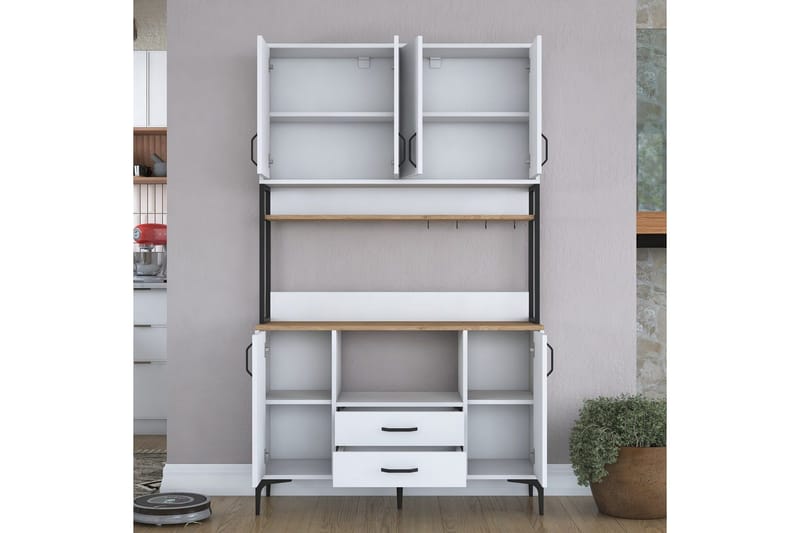 Monikäyttöinen kaappi Cerreta 169 Pähkinä / Valkoinen - Valkoinen - Talo & remontointi - Keittiö & kylpyhuone - Keittiö & kodinhoitohuone - Keittiön sisustus - Keittiökaappi