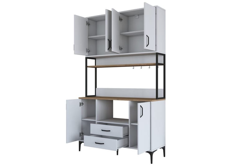 Monikäyttöinen kaappi Cerreta 169 Pähkinä / Valkoinen - Valkoinen - Talo & remontointi - Keittiö & kylpyhuone - Keittiö & kodinhoitohuone - Keittiön sisustus - Keittiökaappi