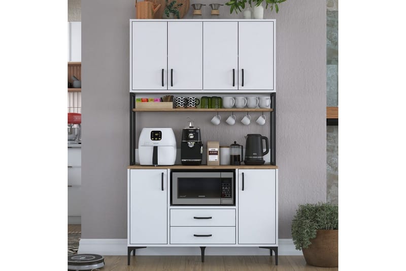 Monikäyttöinen kaappi Cerreta 169 Pähkinä / Valkoinen - Valkoinen - Talo & remontointi - Keittiö & kylpyhuone - Keittiö & kodinhoitohuone - Keittiön sisustus - Keittiökaappi