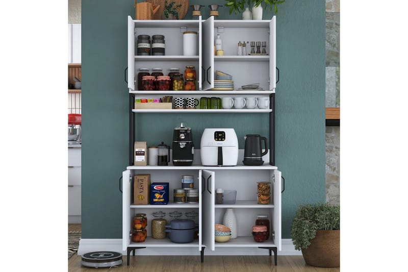 Monikäyttöinen kaappi Cerreta 173 Valkoinen - Valkoinen - Talo & remontointi - Keittiö & kylpyhuone - Keittiö & kodinhoitohuone - Keittiön sisustus - Keittiökaappi