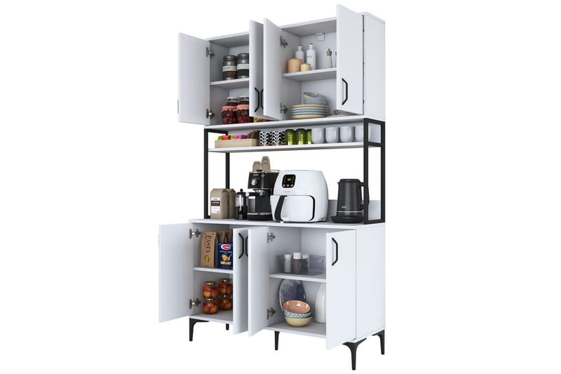 Monikäyttöinen kaappi Cerreta 173 Valkoinen - Valkoinen - Talo & remontointi - Keittiö & kylpyhuone - Keittiö & kodinhoitohuone - Keittiön sisustus - Keittiökaappi