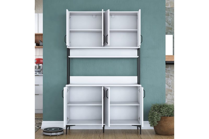 Monikäyttöinen kaappi Cerreta 173 Valkoinen - Valkoinen - Talo & remontointi - Keittiö & kylpyhuone - Keittiö & kodinhoitohuone - Keittiön sisustus - Keittiökaappi