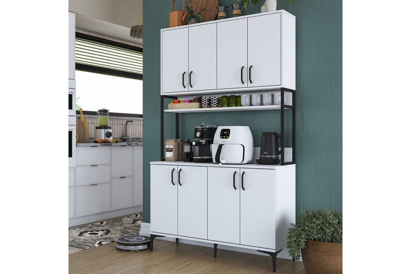 Monikäyttöinen kaappi Cerreta 173 Valkoinen - Valkoinen - Talo & remontointi - Keittiö & kylpyhuone - Keittiö & kodinhoitohuone - Keittiön sisustus - Keittiökaappi