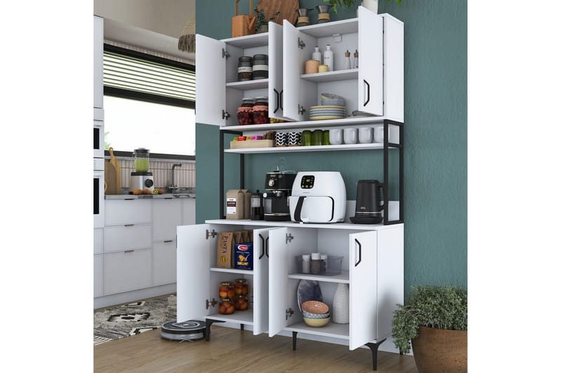 Monikäyttöinen kaappi Cerreta 173 Valkoinen - Valkoinen - Talo & remontointi - Keittiö & kylpyhuone - Keittiö & kodinhoitohuone - Keittiön sisustus - Keittiökaappi