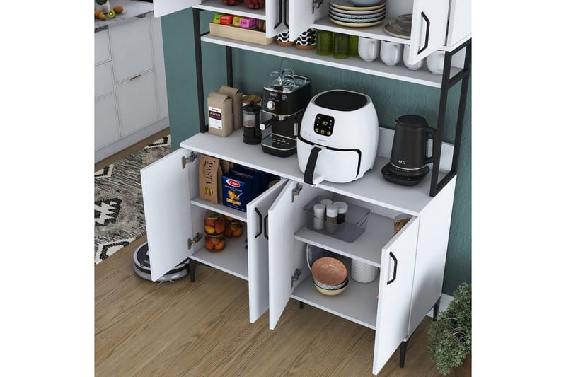 Monikäyttöinen kaappi Cerreta 173 Valkoinen - Valkoinen - Talo & remontointi - Keittiö & kylpyhuone - Keittiö & kodinhoitohuone - Keittiön sisustus - Keittiökaappi