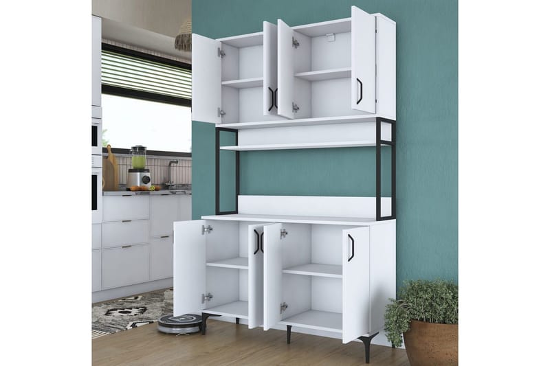 Monikäyttöinen kaappi Cerreta 173 Valkoinen - Valkoinen - Talo & remontointi - Keittiö & kylpyhuone - Keittiö & kodinhoitohuone - Keittiön sisustus - Keittiökaappi