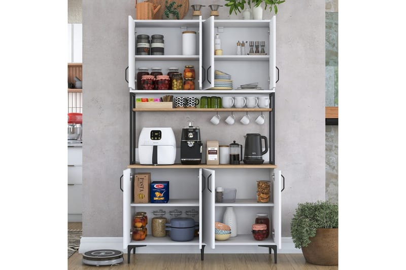 Monikäyttöinen kaappi Cerreta 173 Pähkinäpuu / Valkoinen - Pähkinäpuu / Valkoinen - Talo & remontointi - Keittiö & kylpyhuone - Keittiö & kodinhoitohuone - Keittiön sisustus - Keittiökaappi