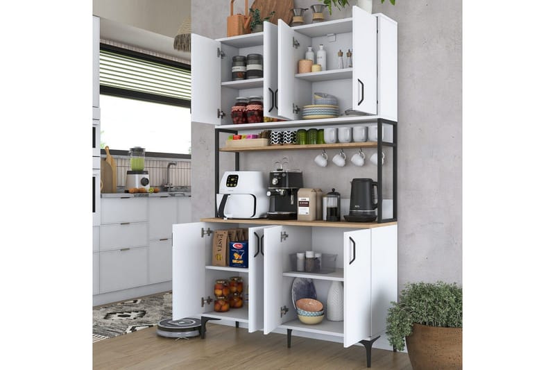 Monikäyttöinen kaappi Cerreta 173 Pähkinäpuu / Valkoinen - Pähkinäpuu / Valkoinen - Talo & remontointi - Keittiö & kylpyhuone - Keittiö & kodinhoitohuone - Keittiön sisustus - Keittiökaappi