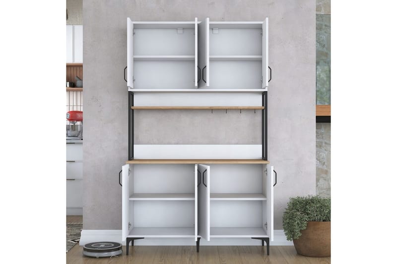 Monikäyttöinen kaappi Cerreta 173 Pähkinäpuu / Valkoinen - Pähkinäpuu / Valkoinen - Talo & remontointi - Keittiö & kylpyhuone - Keittiö & kodinhoitohuone - Keittiön sisustus - Keittiökaappi