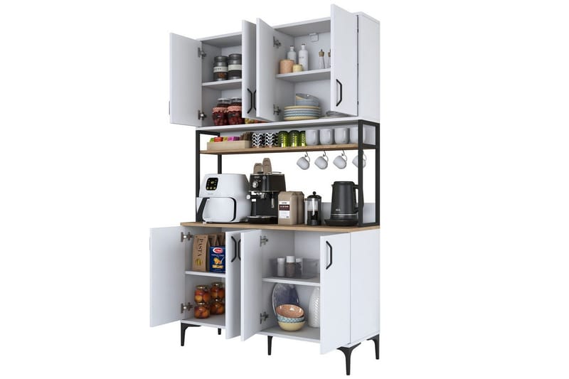 Monikäyttöinen kaappi Cerreta 173 Pähkinäpuu / Valkoinen, Pähkinäpuu / Valkoinen