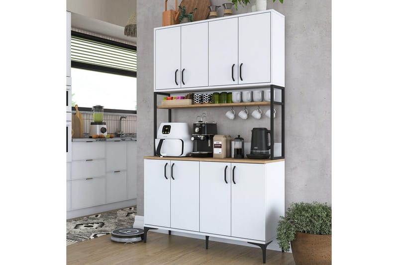 Monikäyttöinen kaappi Cerreta 173 Pähkinäpuu / Valkoinen - Pähkinäpuu / Valkoinen - Talo & remontointi - Keittiö & kylpyhuone - Keittiö & kodinhoitohuone - Keittiön sisustus - Keittiökaappi