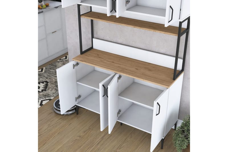 Monikäyttöinen kaappi Cerreta 173 Pähkinäpuu / Valkoinen - Pähkinäpuu / Valkoinen - Talo & remontointi - Keittiö & kylpyhuone - Keittiö & kodinhoitohuone - Keittiön sisustus - Keittiökaappi