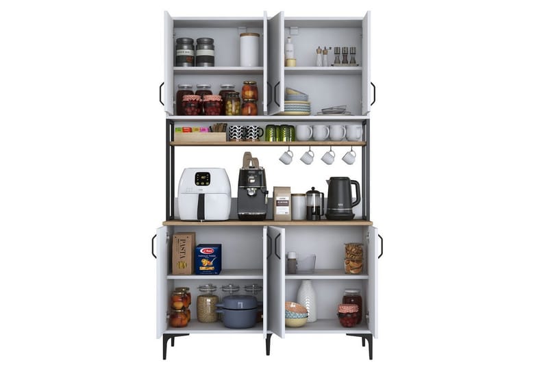 Monikäyttöinen kaappi Cerreta 173 Pähkinäpuu / Valkoinen - Pähkinäpuu / Valkoinen - Talo & remontointi - Keittiö & kylpyhuone - Keittiö & kodinhoitohuone - Keittiön sisustus - Keittiökaappi