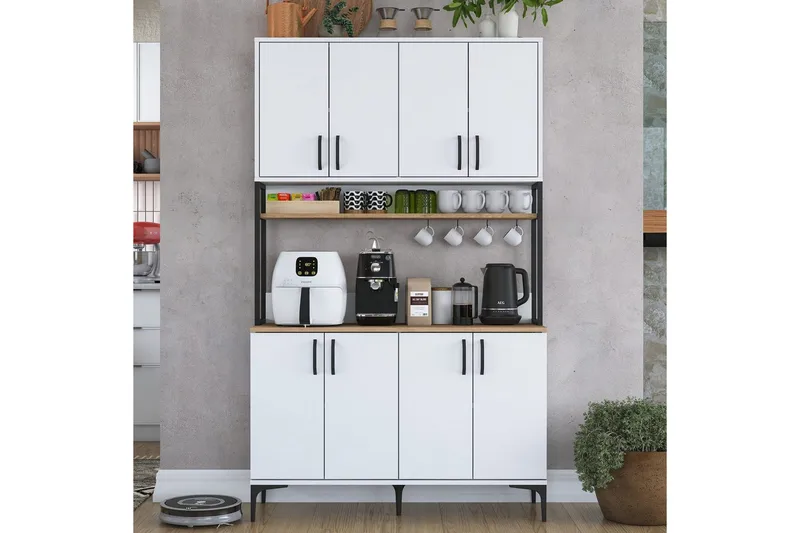 Monikäyttöinen kaappi Cerreta 173 Pähkinäpuu / Valkoinen - Pähkinäpuu / Valkoinen - Talo & remontointi - Keittiö & kylpyhuone - Keittiö & kodinhoitohuone - Keittiön sisustus - Keittiökaappi