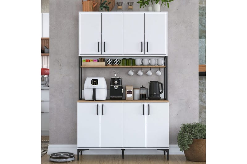 Monikäyttöinen kaappi Cerreta 173 Pähkinäpuu / Valkoinen - Pähkinäpuu / Valkoinen - Talo & remontointi - Keittiö & kylpyhuone - Keittiö & kodinhoitohuone - Keittiön sisustus - Keittiökaappi