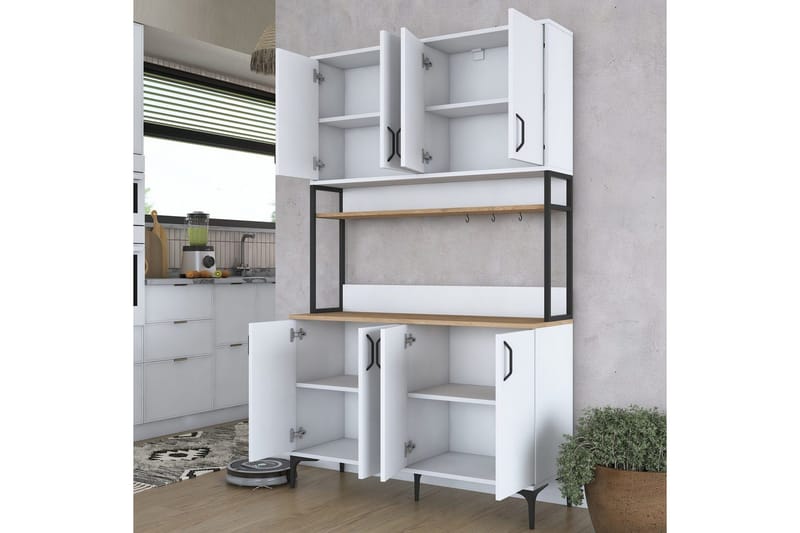 Monikäyttöinen kaappi Cerreta 173 Pähkinäpuu / Valkoinen - Pähkinäpuu / Valkoinen - Talo & remontointi - Keittiö & kylpyhuone - Keittiö & kodinhoitohuone - Keittiön sisustus - Keittiökaappi