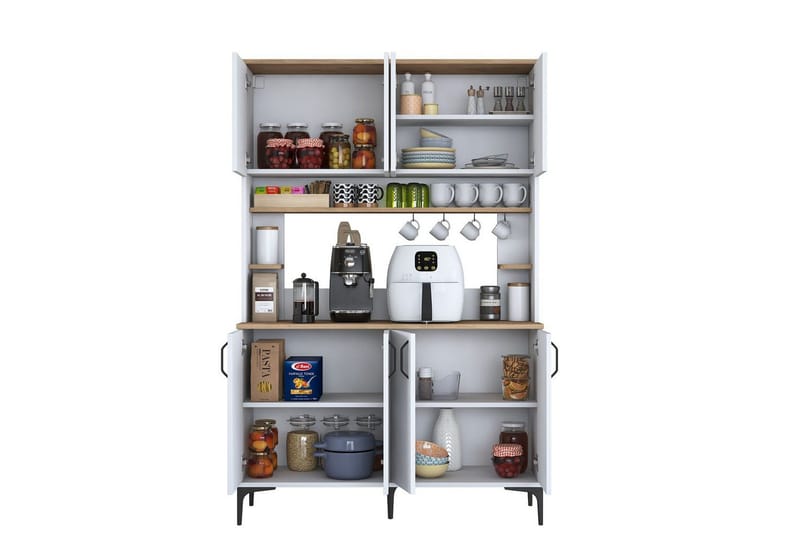 Monikäyttöinen kaappi Cerreta 176 Pähkinä / Valkoinen - Keskisävyinen puu/Valkoinen - Talo & remontointi - Keittiö & kylpyhuone - Keittiö & kodinhoitohuone - Keittiön sisustus - Keittiökaappi