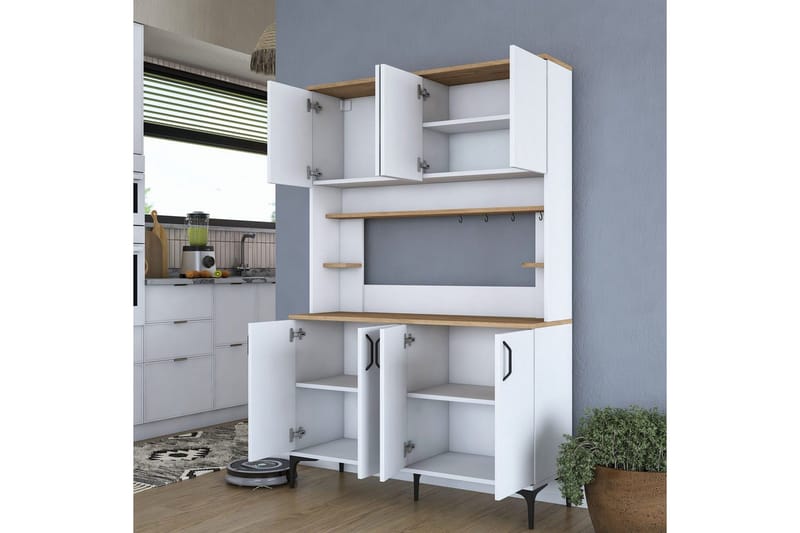 Monikäyttöinen kaappi Cerreta 176 Pähkinä / Valkoinen - Keskisävyinen puu/Valkoinen - Talo & remontointi - Keittiö & kylpyhuone - Keittiö & kodinhoitohuone - Keittiön sisustus - Keittiökaappi