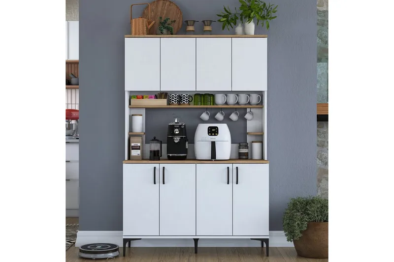 Monikäyttöinen kaappi Cerreta 176 Pähkinä / Valkoinen - Keskisävyinen puu/Valkoinen - Talo & remontointi - Keittiö & kylpyhuone - Keittiö & kodinhoitohuone - Keittiön sisustus - Keittiökaappi