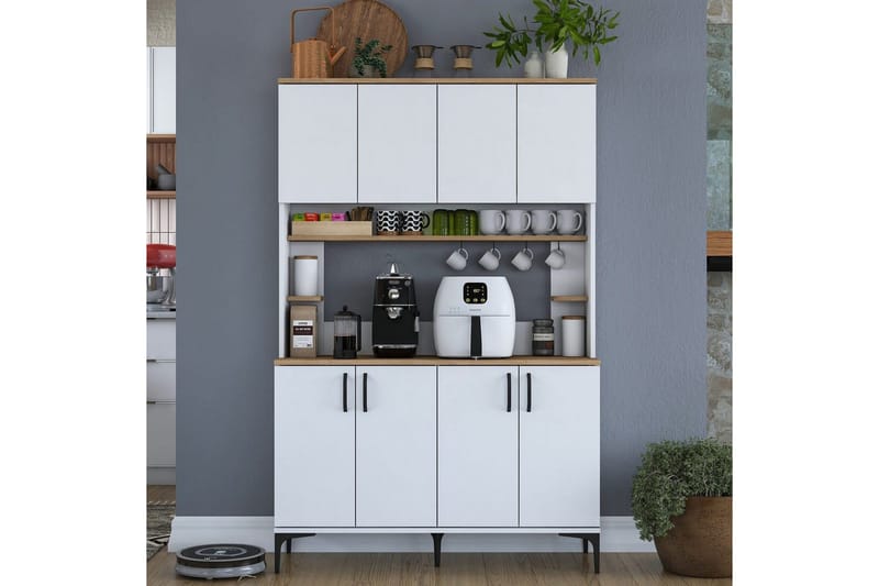 Monikäyttöinen kaappi Cerreta 176 Pähkinä / Valkoinen - Keskisävyinen puu/Valkoinen - Talo & remontointi - Keittiö & kylpyhuone - Keittiö & kodinhoitohuone - Keittiön sisustus - Keittiökaappi