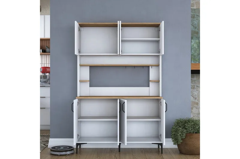 Monikäyttöinen kaappi Cerreta 176 Pähkinä / Valkoinen - Keskisävyinen puu/Valkoinen - Talo & remontointi - Keittiö & kylpyhuone - Keittiö & kodinhoitohuone - Keittiön sisustus - Keittiökaappi