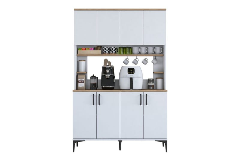 Monikäyttöinen kaappi Cerreta 176 Pähkinä / Valkoinen, Keskisävyinen puu/Valkoinen